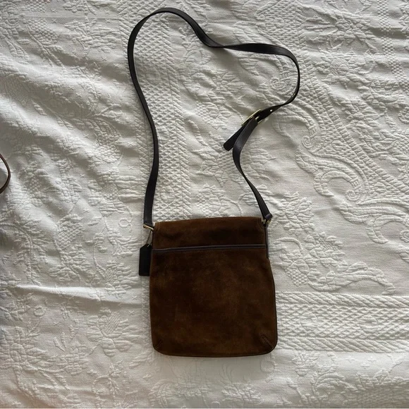 Coach Vintage Brown suede Leather Crossbody Bag